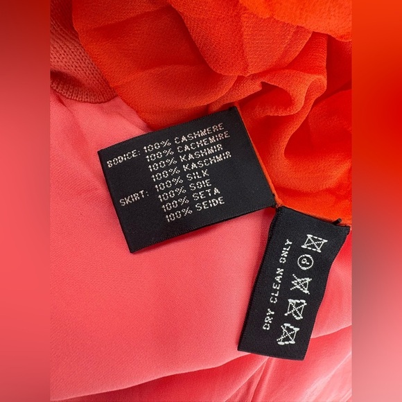 Ralph Lauren Asymmetrical Silk Cashmere Midi Dress 90s Fairy Handkerchief Hem 12 - Picture 7 of 9